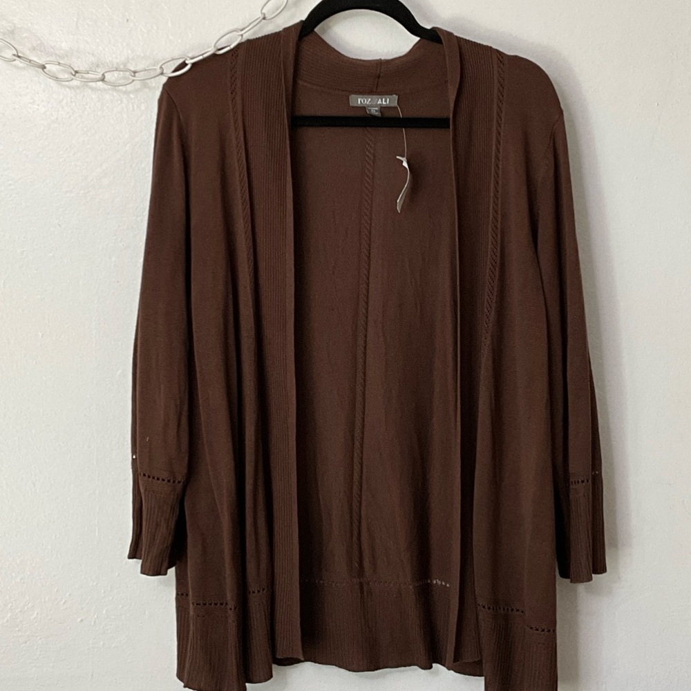 Roz & Ali Brown Open-Front Cardigan